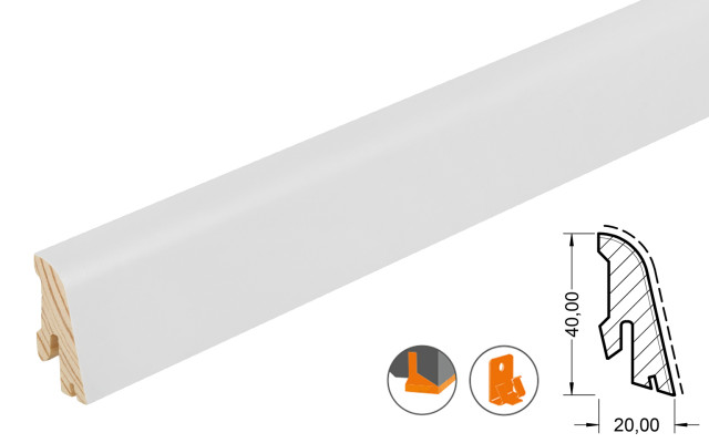 Modern SL 554 UM weiß ummantelt - HOCO Sockelleiste (20x40x2700mm)