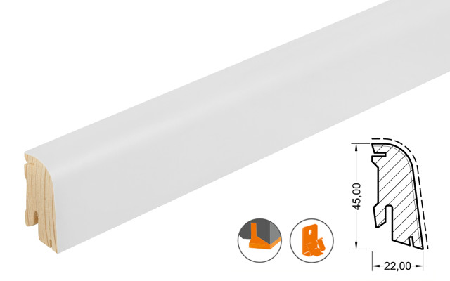 Modern SL 553 UM weiß ummantelt - HOCO Sockelleiste (22x45x2700mm)