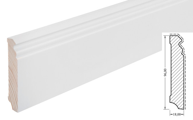 Berliner Profilleiste SL 626 weiß lackiert - HOCO Sockelleiste (18x96x2700mm)