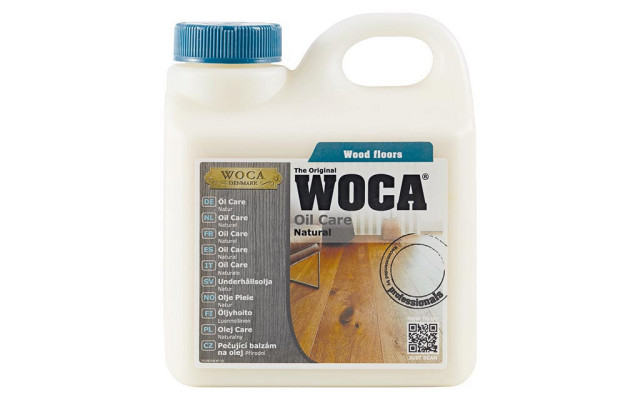 WOCA Neutral Öl Care 1,0 Liter - (für Parkett mit Rohholzoptik)